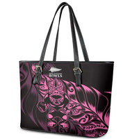 New Zealand Lawn Bowls Leather Tote Bag Pink Maori Warrior Tribal Silver Fern - Polynesian Pride