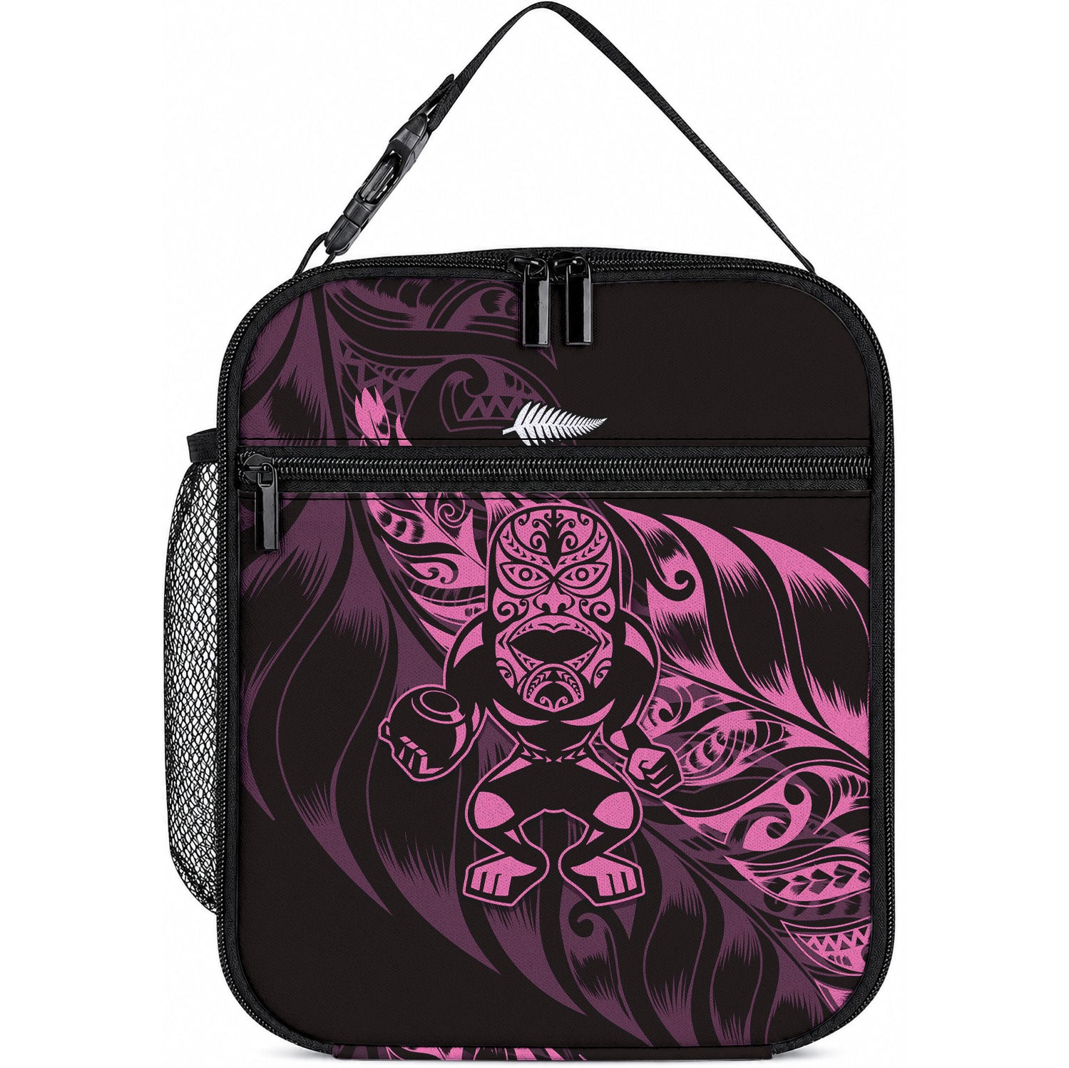 New Zealand Lawn Bowls Lunch Bag Pink Maori Warrior Tribal Silver Fern LT9 10.2 × 8.3 × 4.3 inch Pink - Polynesian Pride