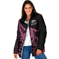 New Zealand Lawn Bowls Custom Padded Jacket Pink Maori Warrior Tribal Silver Fern - Polynesian Pride