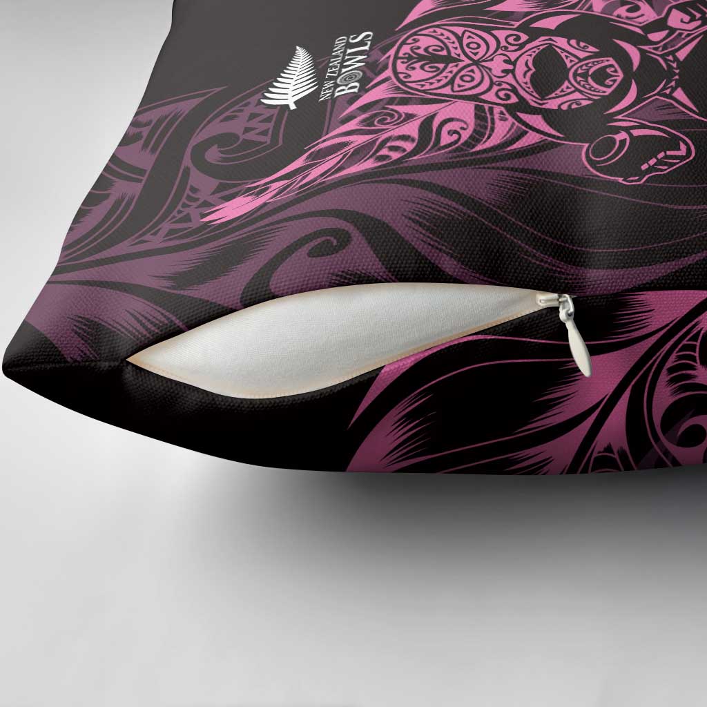 New Zealand Lawn Bowls Pillow Cover Pink Maori Warrior Tribal Silver Fern - Polynesian Pride
