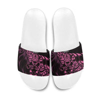 New Zealand Lawn Bowls Slide Sandals Pink Maori Warrior Tribal Silver Fern - Polynesian Pride