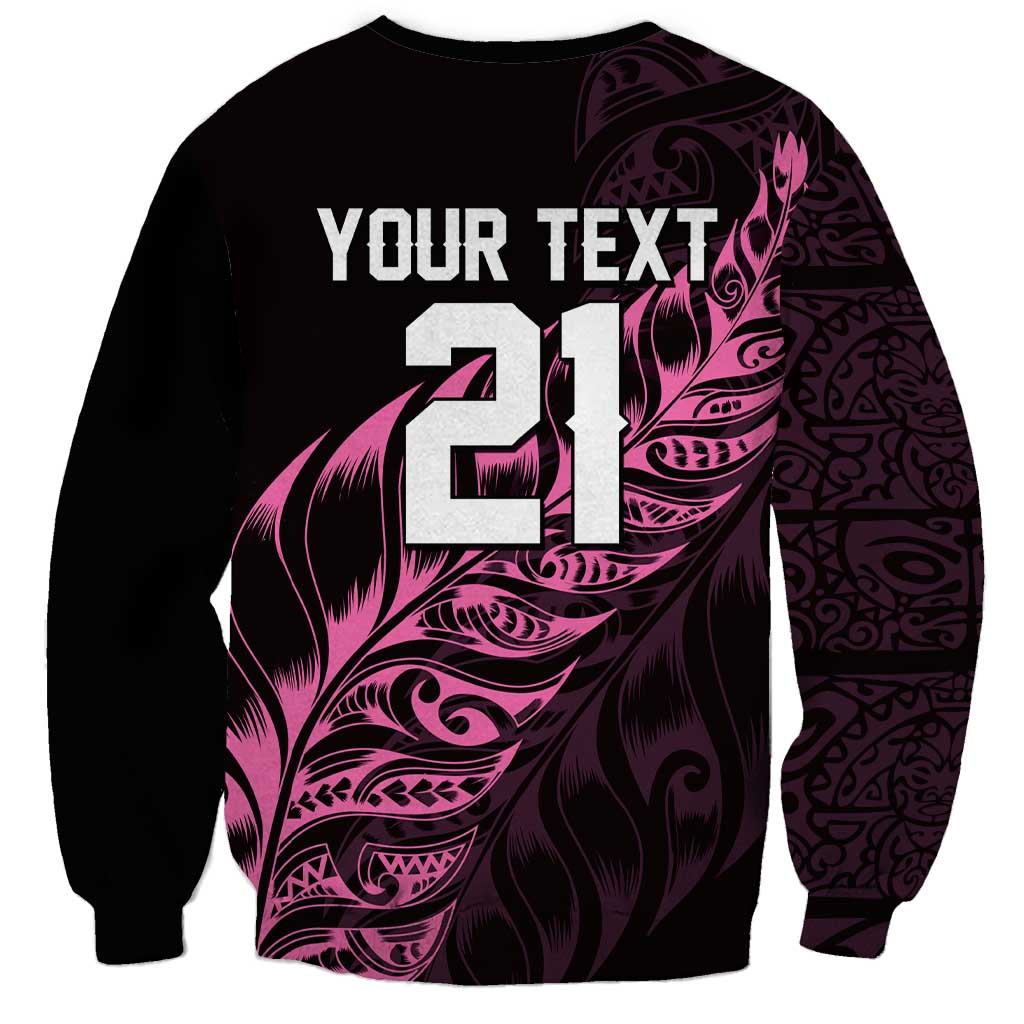 New Zealand Lawn Bowls Custom Sweatshirt Pink Maori Warrior Tribal Silver Fern - Polynesian Pride