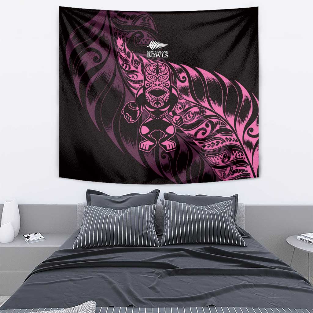 New Zealand Lawn Bowls Tapestry Pink Maori Warrior Tribal Silver Fern - Polynesian Pride