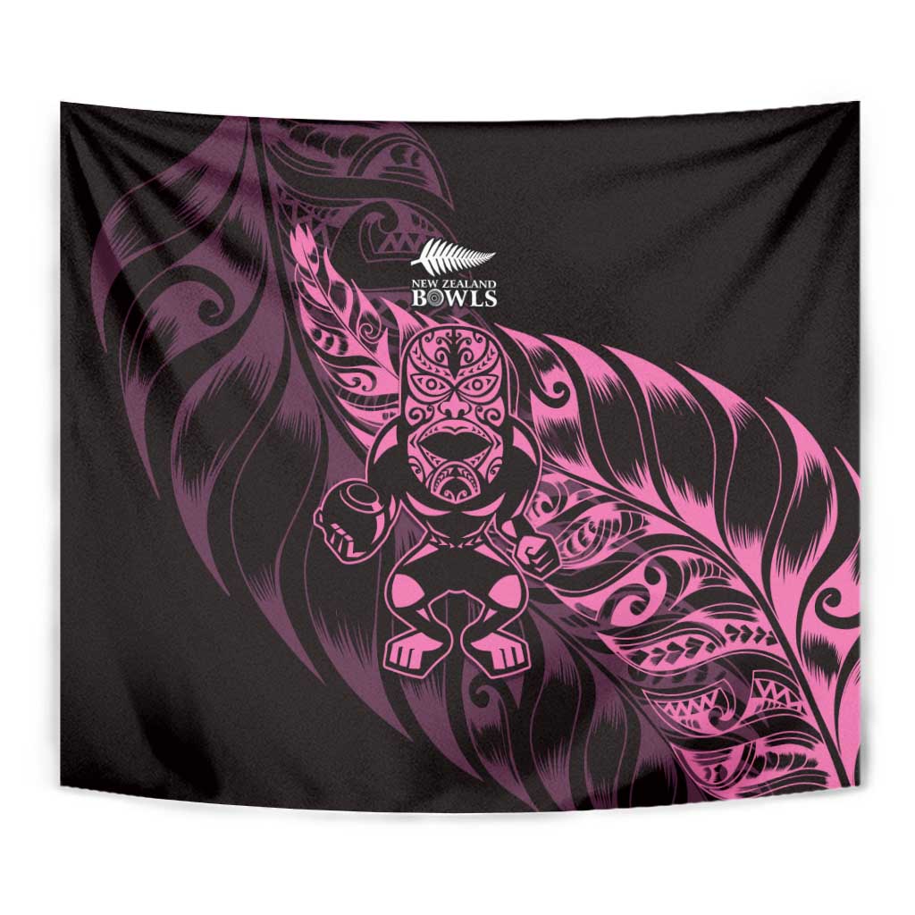 New Zealand Lawn Bowls Tapestry Pink Maori Warrior Tribal Silver Fern - Polynesian Pride
