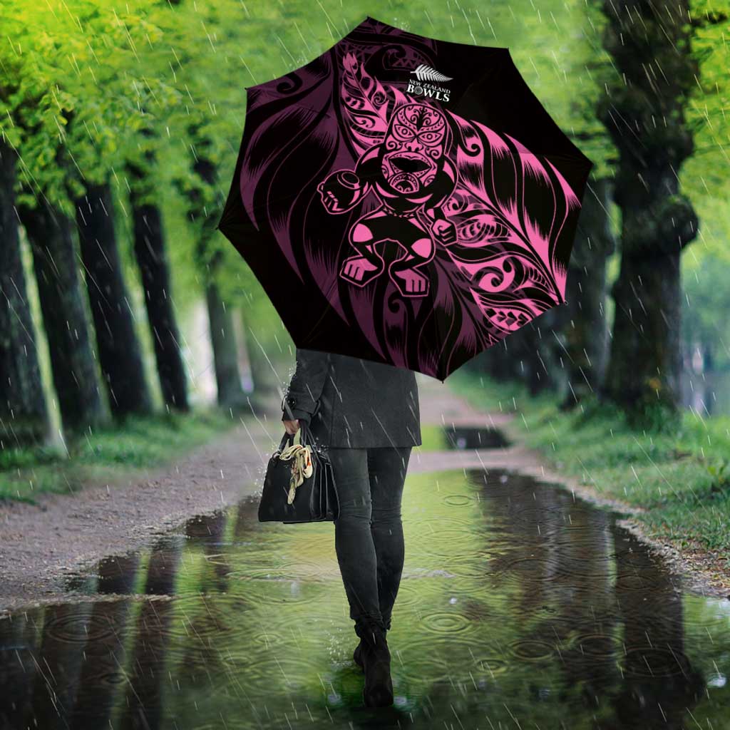 New Zealand Lawn Bowls Umbrella Pink Maori Warrior Tribal Silver Fern - Polynesian Pride