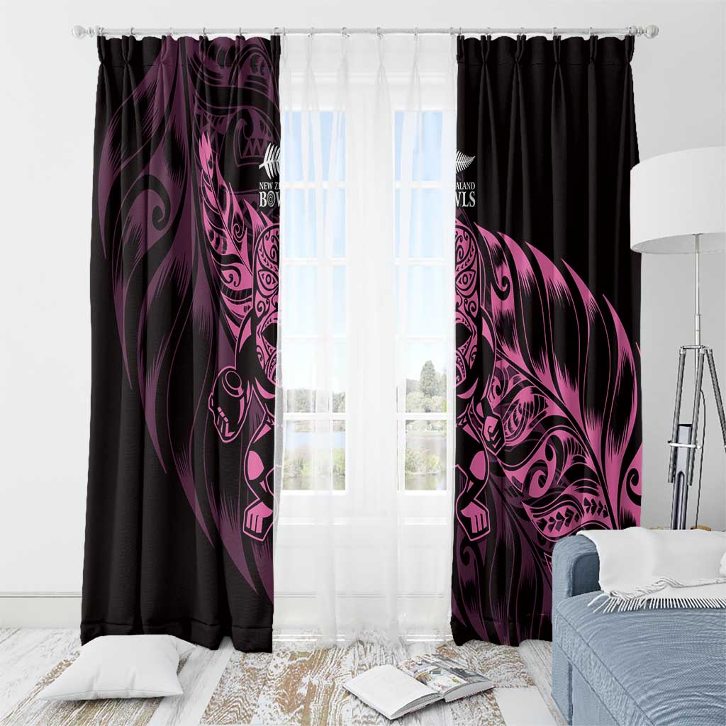New Zealand Lawn Bowls Window Curtain Pink Maori Warrior Tribal Silver Fern - Polynesian Pride
