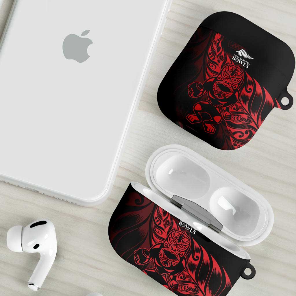New Zealand Lawn Bowls AirPods Case Red Maori Warrior Tribal Silver Fern - Polynesian Pride