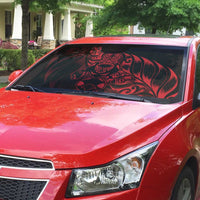 New Zealand Lawn Bowls Auto Sun Shade Red Maori Warrior Tribal Silver Fern - Polynesian Pride