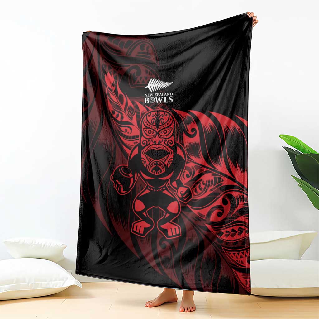 New Zealand Lawn Bowls Blanket Red Maori Warrior Tribal Silver Fern - Polynesian Pride