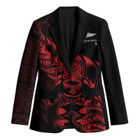 New Zealand Lawn Bowls Custom Blazer Red Maori Warrior Tribal Silver Fern - Polynesian Pride