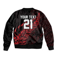 New Zealand Lawn Bowls Custom Bomber Jacket Red Maori Warrior Tribal Silver Fern - Polynesian Pride