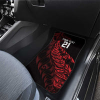 New Zealand Lawn Bowls Custom Car Mats Red Maori Warrior Tribal Silver Fern - Polynesian Pride