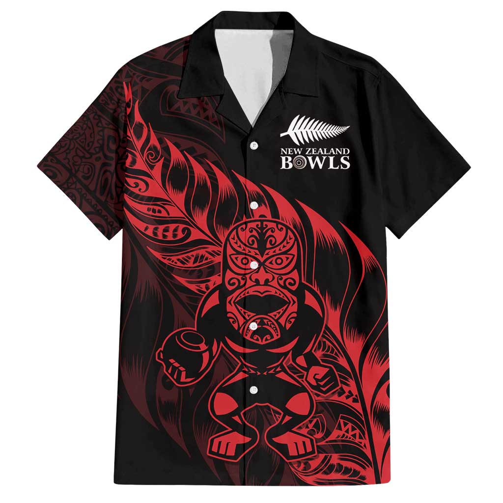 New Zealand Lawn Bowls Custom Family Matching Long Sleeve Bodycon Dress and Hawaiian Shirt Red Maori Warrior Tribal Silver Fern - Polynesian Pride
