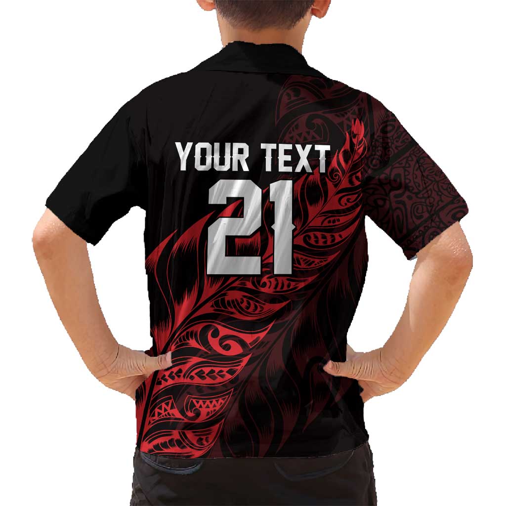 New Zealand Lawn Bowls Custom Family Matching Summer Maxi Dress and Hawaiian Shirt Red Maori Warrior Tribal Silver Fern - Polynesian Pride