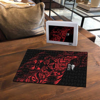 New Zealand Lawn Bowls Puzzle Red Maori Warrior Tribal Silver Fern - Polynesian Pride