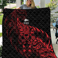 New Zealand Lawn Bowls Quilt Red Maori Warrior Tribal Silver Fern - Polynesian Pride