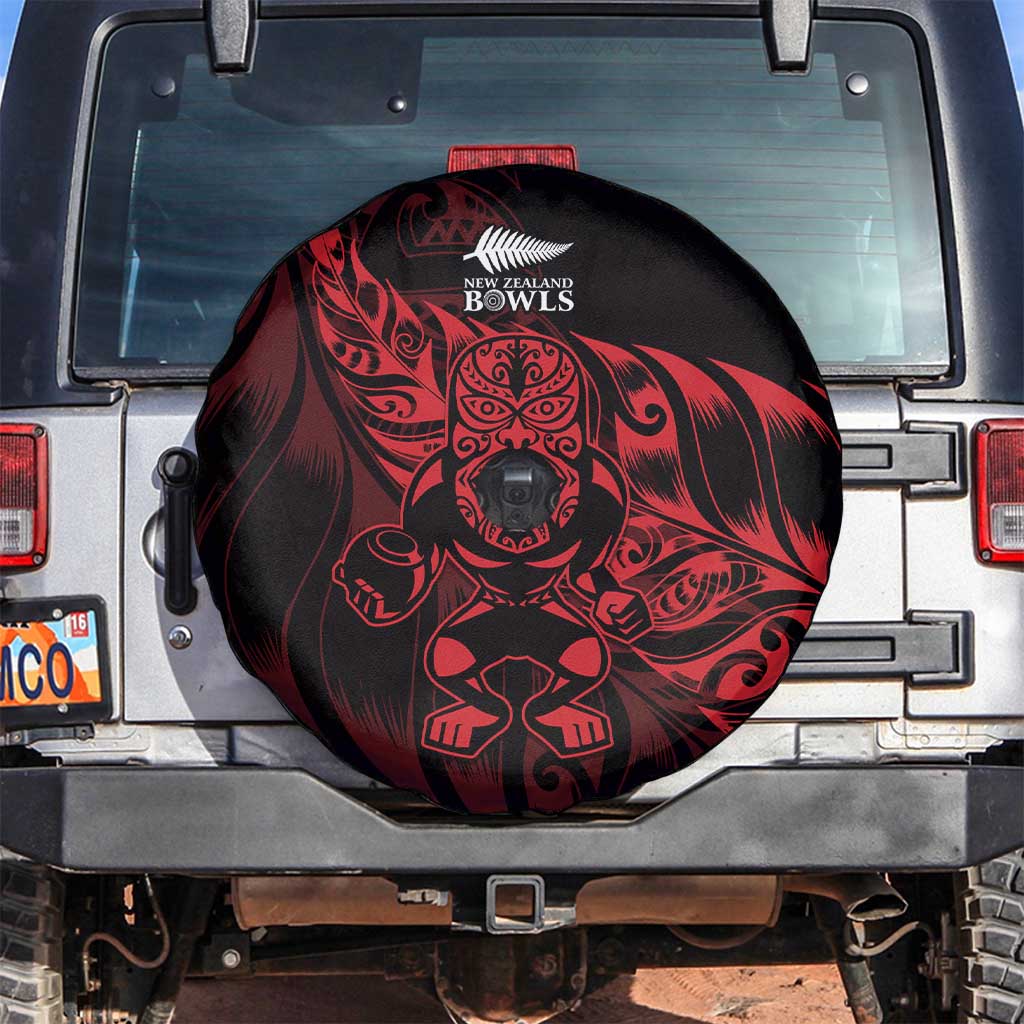 New Zealand Lawn Bowls Spare Tire Cover Red Maori Warrior Tribal Silver Fern - Polynesian Pride