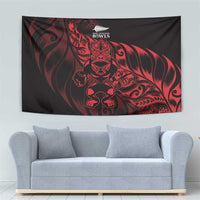 New Zealand Lawn Bowls Tapestry Red Maori Warrior Tribal Silver Fern - Polynesian Pride