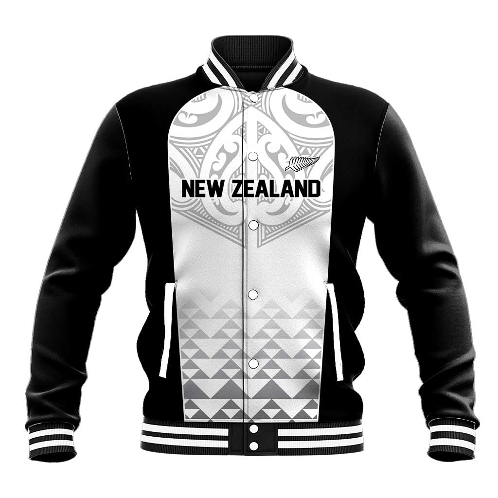 World Football 2026 New Zealand Custom Baseball Jacket All White Fern Maori Tribal - Polynesian Pride