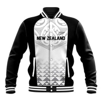 World Football 2026 New Zealand Custom Baseball Jacket All White Fern Maori Tribal - Polynesian Pride