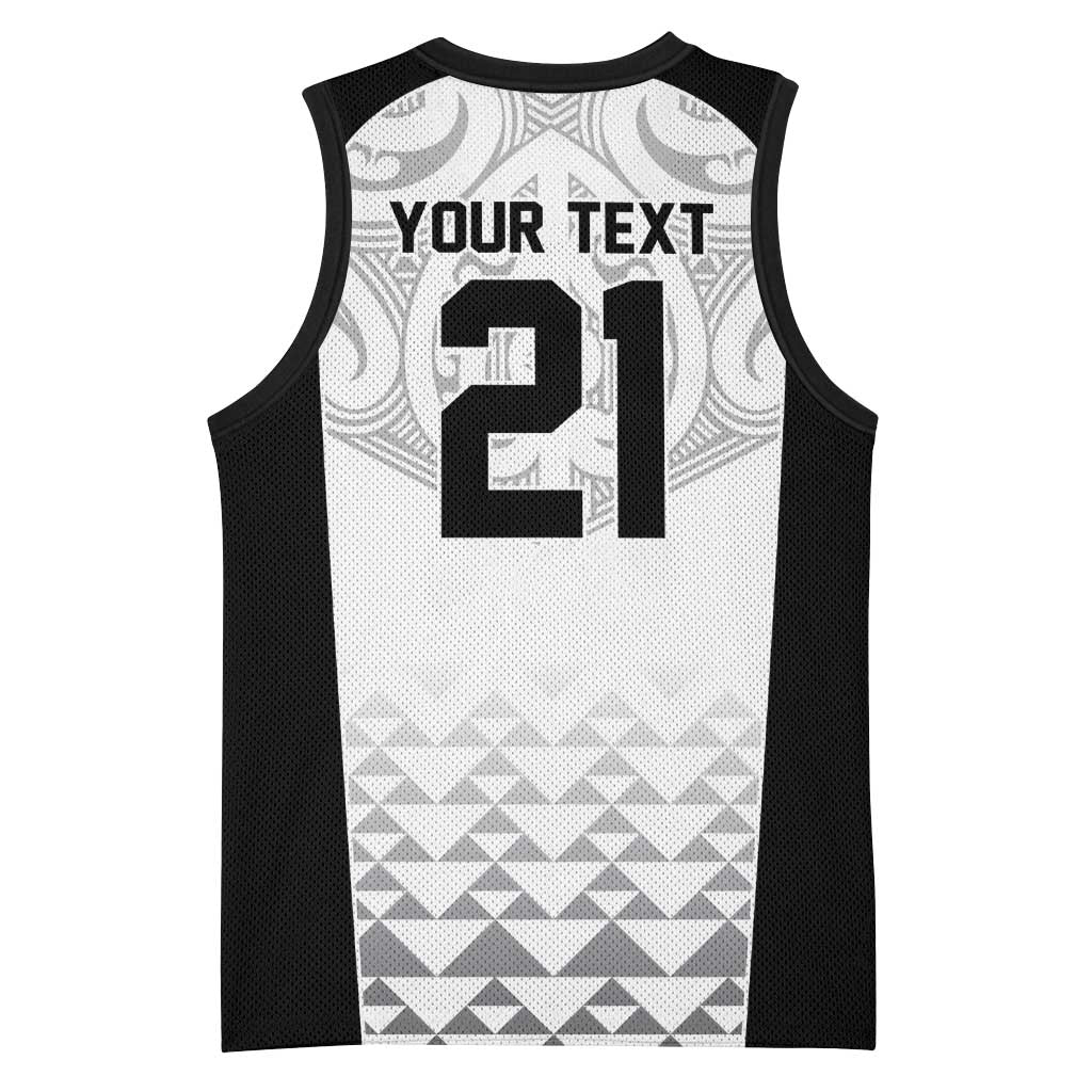 World Football 2026 New Zealand Custom Basketball Jersey All White Fern Maori Tribal - Polynesian Pride