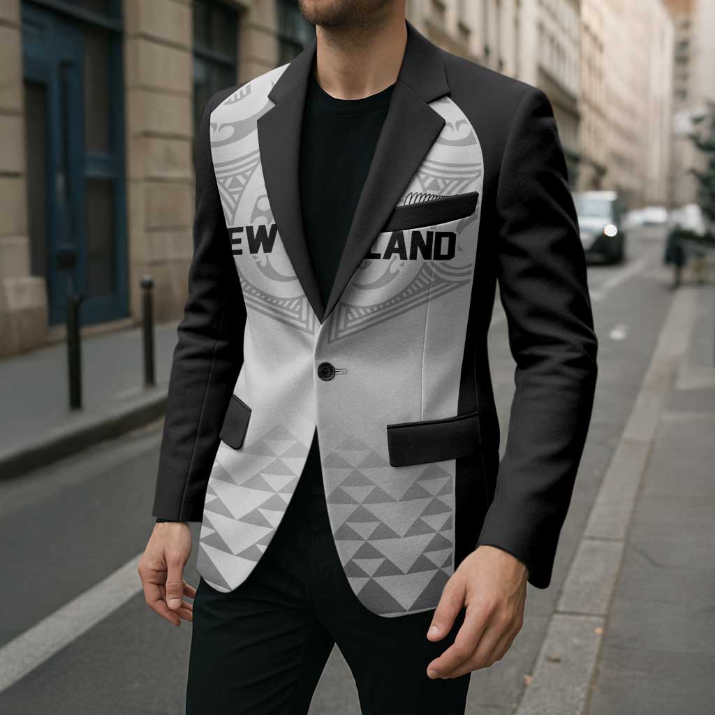 World Football 2026 New Zealand Custom Blazer All White Fern Maori Tribal - Polynesian Pride