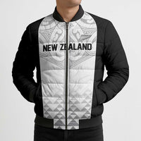 World Football 2026 New Zealand Custom Bomber Puffer Jacket All White Fern Maori Tribal - Polynesian Pride