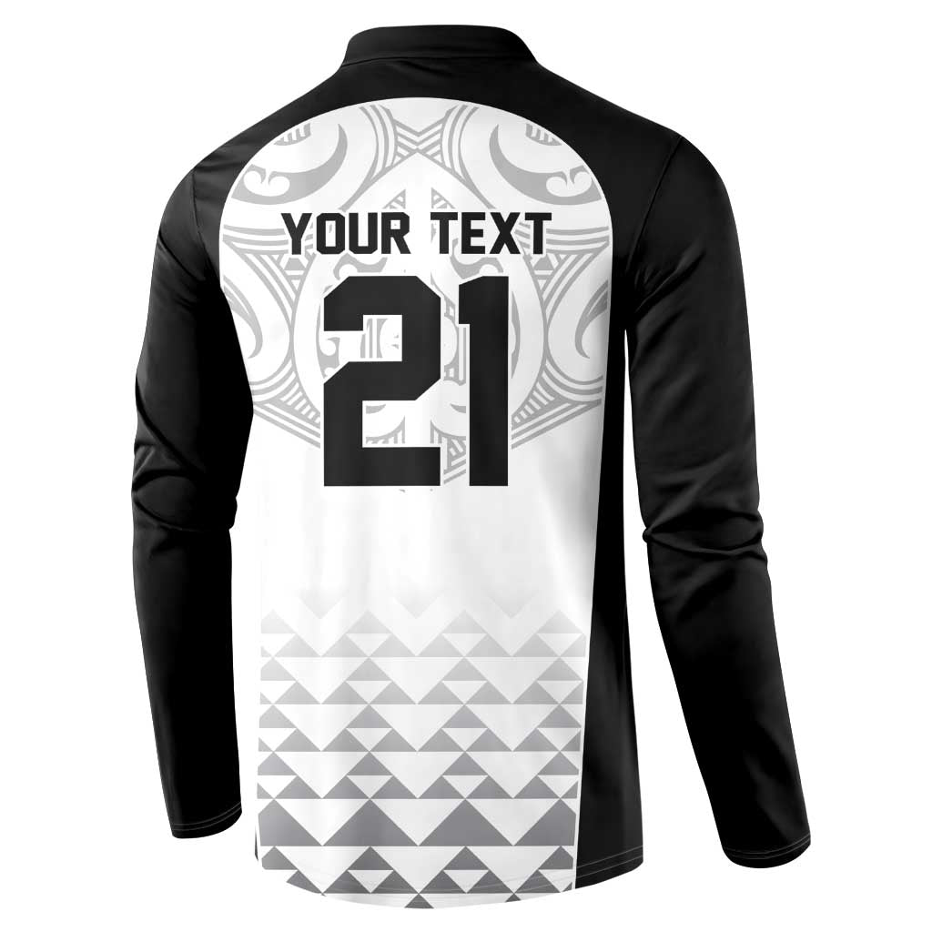 World Football 2026 New Zealand Custom Button Sweatshirt All White Fern Maori Tribal - Polynesian Pride