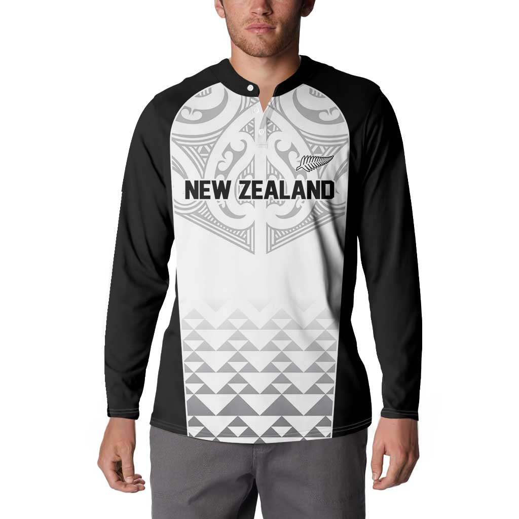 World Football 2026 New Zealand Custom Button Sweatshirt All White Fern Maori Tribal - Polynesian Pride