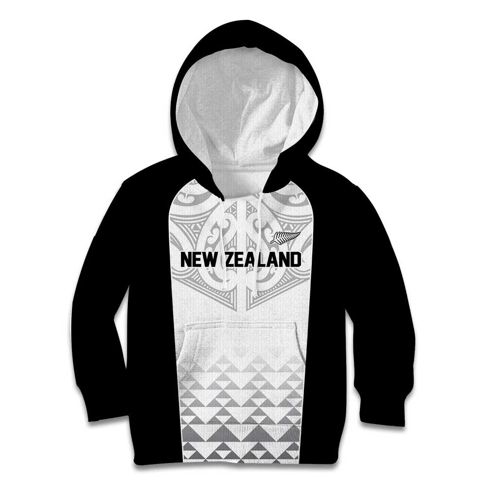 World Football 2026 New Zealand Custom Kid Hoodie All White Fern Maori Tribal - Polynesian Pride
