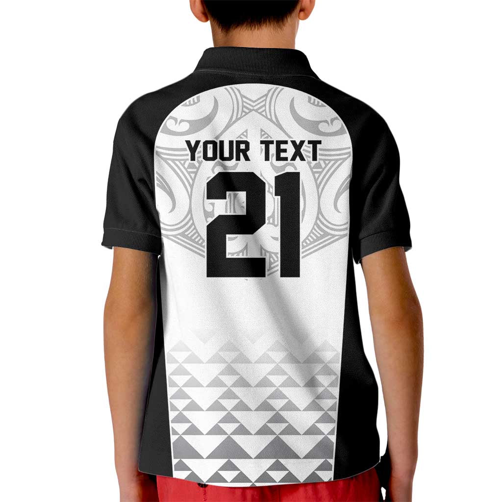 World Football 2026 New Zealand Custom Kid Polo Shirt All White Fern Maori Tribal - Polynesian Pride