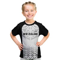 World Football 2026 New Zealand Custom Kid T Shirt All White Fern Maori Tribal - Polynesian Pride