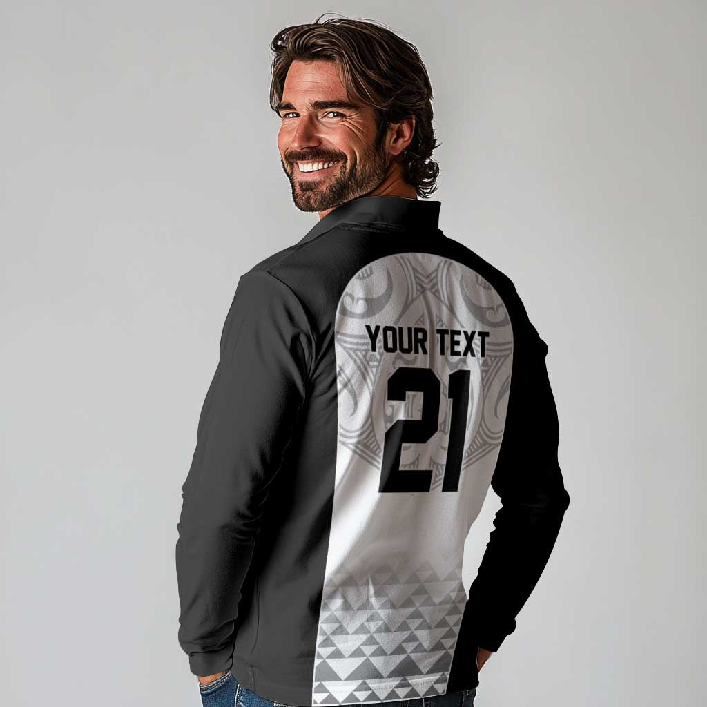 World Football 2026 New Zealand Custom Long Sleeve Polo Shirt All White Fern Maori Tribal - Polynesian Pride