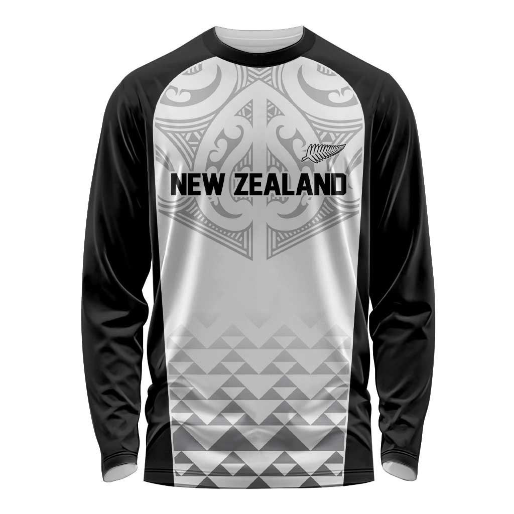 World Football 2026 New Zealand Custom Long Sleeve Shirt All White Fern Maori Tribal - Polynesian Pride