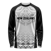 World Football 2026 New Zealand Custom Long Sleeve Shirt All White Fern Maori Tribal - Polynesian Pride
