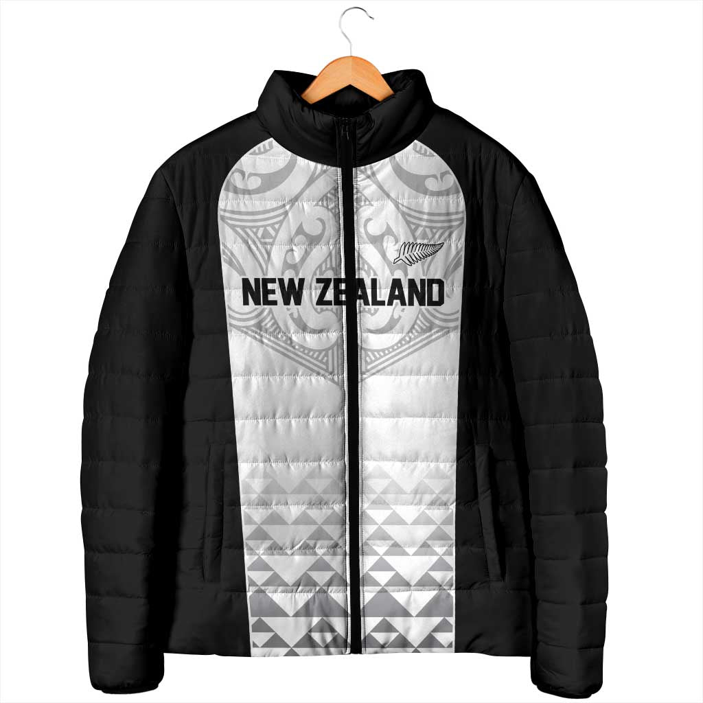 World Football 2026 New Zealand Custom Padded Jacket All White Fern Maori Tribal - Polynesian Pride