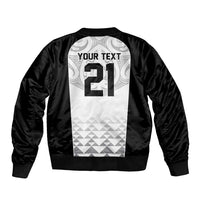 World Football 2026 New Zealand Custom Sleeve Zip Bomber Jacket All White Fern Maori Tribal - Polynesian Pride