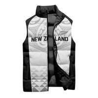 World Football 2026 New Zealand Custom Sleeveless Puffer Jacket All White Fern Maori Tribal - Polynesian Pride