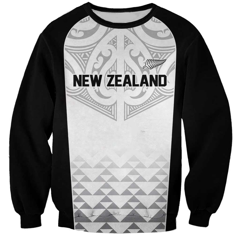 World Football 2026 New Zealand Custom Sweatshirt All White Fern Maori Tribal - Polynesian Pride