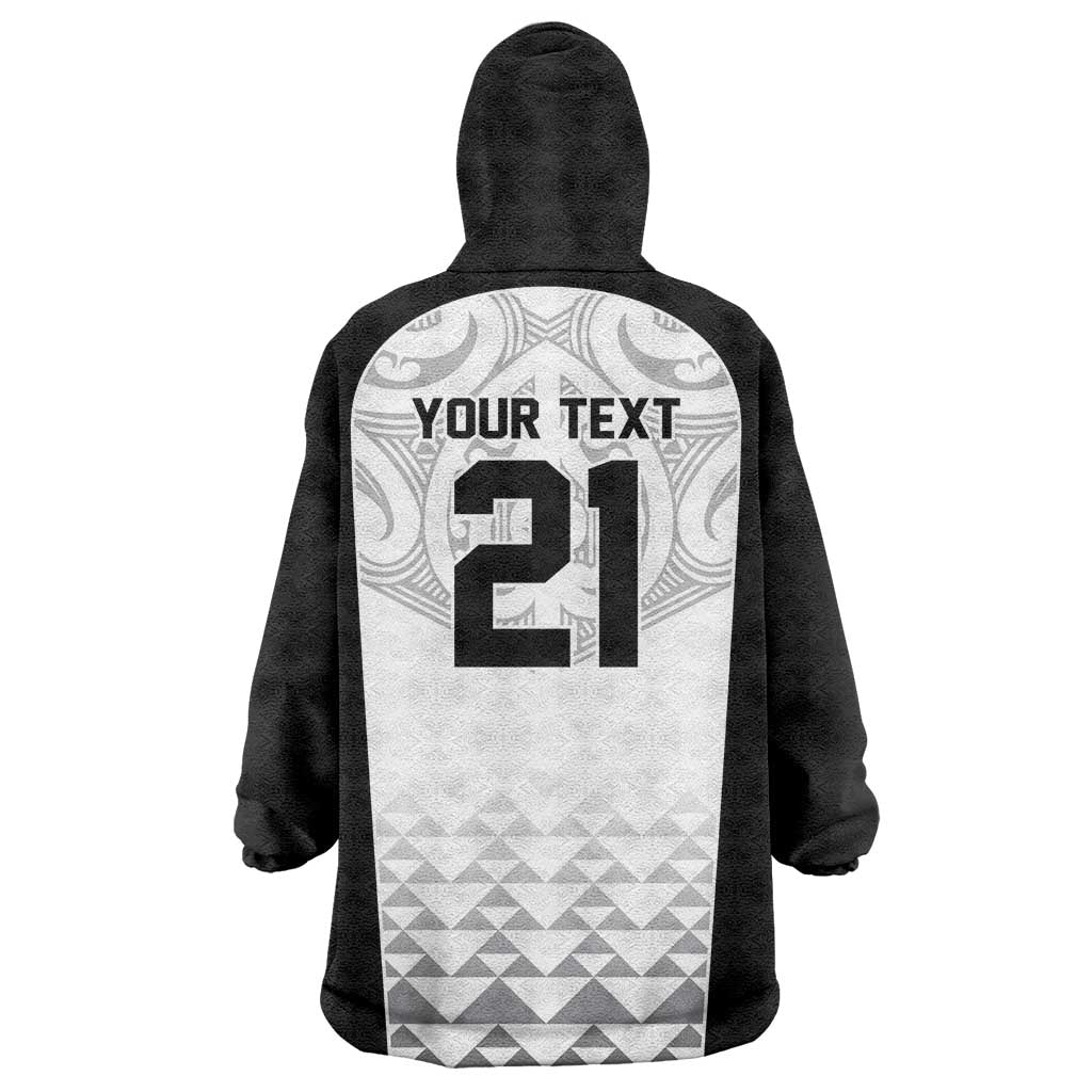 World Football 2026 New Zealand Custom Wearable Blanket Hoodie All White Fern Maori Tribal - Polynesian Pride
