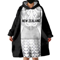 World Football 2026 New Zealand Custom Wearable Blanket Hoodie All White Fern Maori Tribal - Polynesian Pride