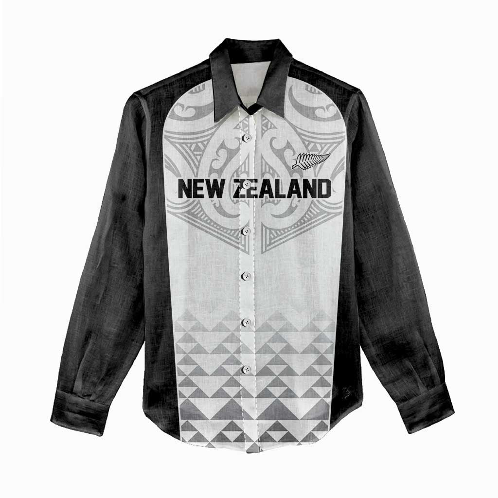 World Football 2026 New Zealand Custom Women Casual Shirt All White Fern Maori Tribal - Polynesian Pride