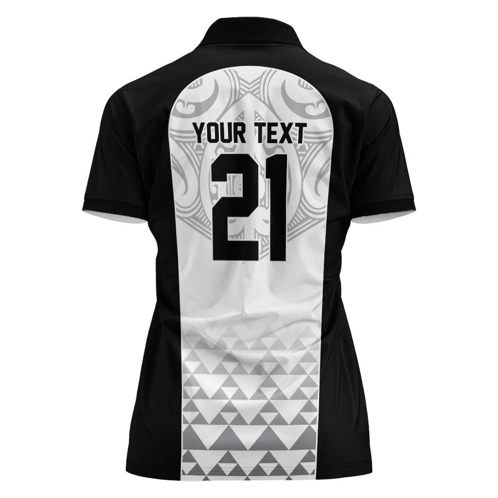 World Football 2026 New Zealand Custom Women Polo Shirt All White Fern Maori Tribal - Polynesian Pride