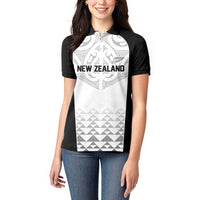 World Football 2026 New Zealand Custom Women Polo Shirt All White Fern Maori Tribal - Polynesian Pride