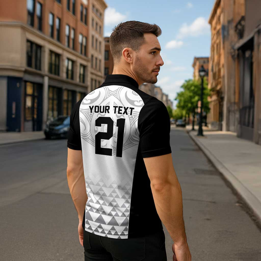 World Football 2026 New Zealand Custom Zipper Polo Shirt All White Fern Maori Tribal - Polynesian Pride