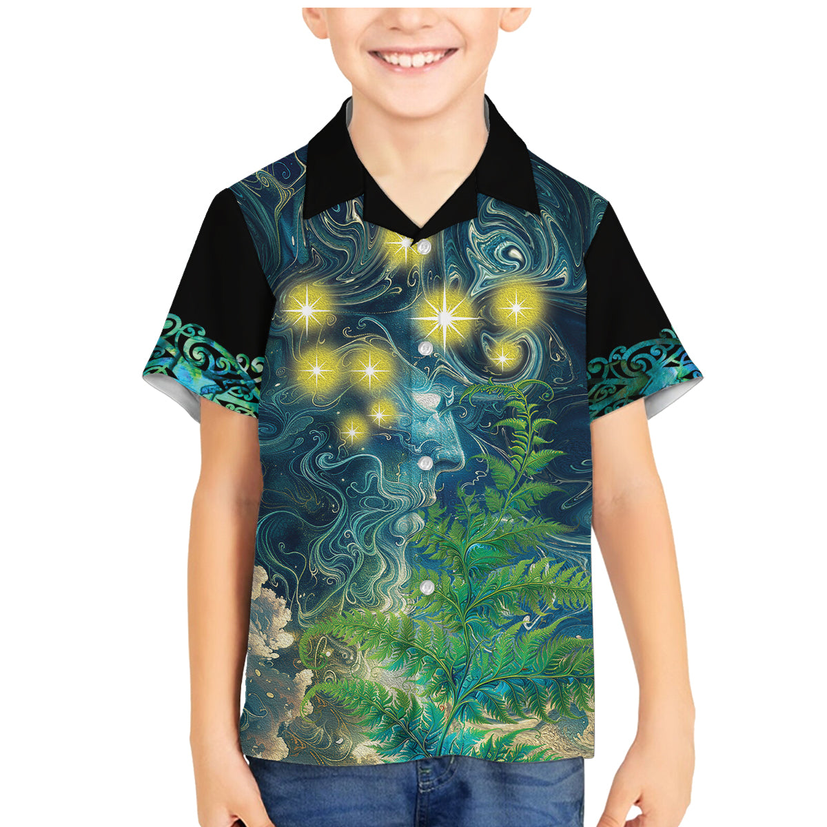New Zealand Matariki Waipuna-a-rangi Family Matching Mermaid Dress and Hawaiian Shirt He Roimata o Rangi