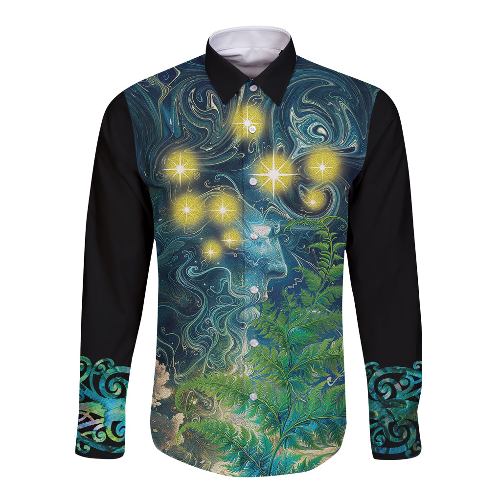 New Zealand Matariki Waipuna-a-rangi Long Sleeve Button Shirt He Roimata o Rangi