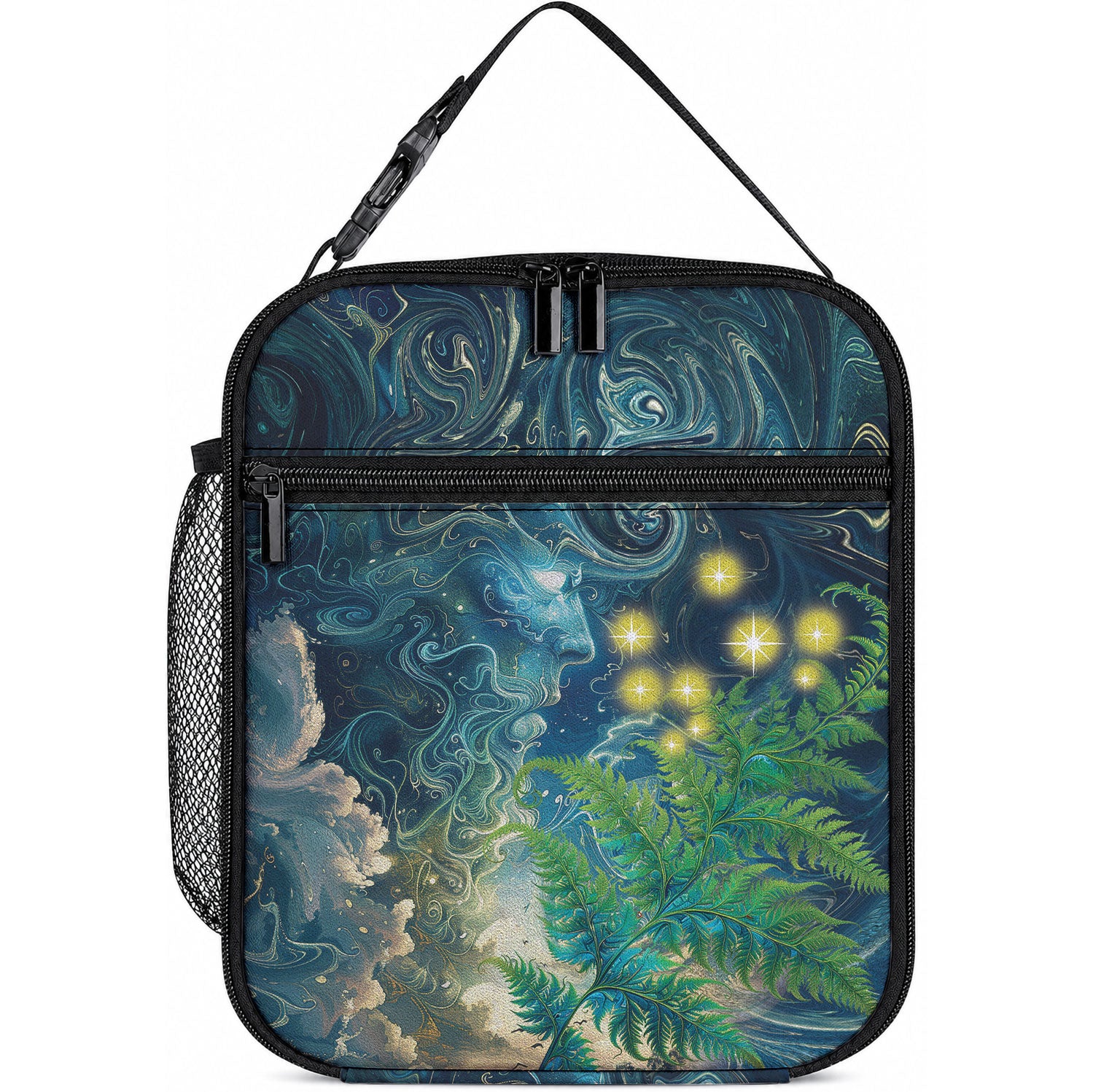 New Zealand Matariki Waipuna-a-rangi Lunch Bag He Roimata o Rangi LT9 10.2 × 8.3 × 4.3 inch Black - Polynesian Pride