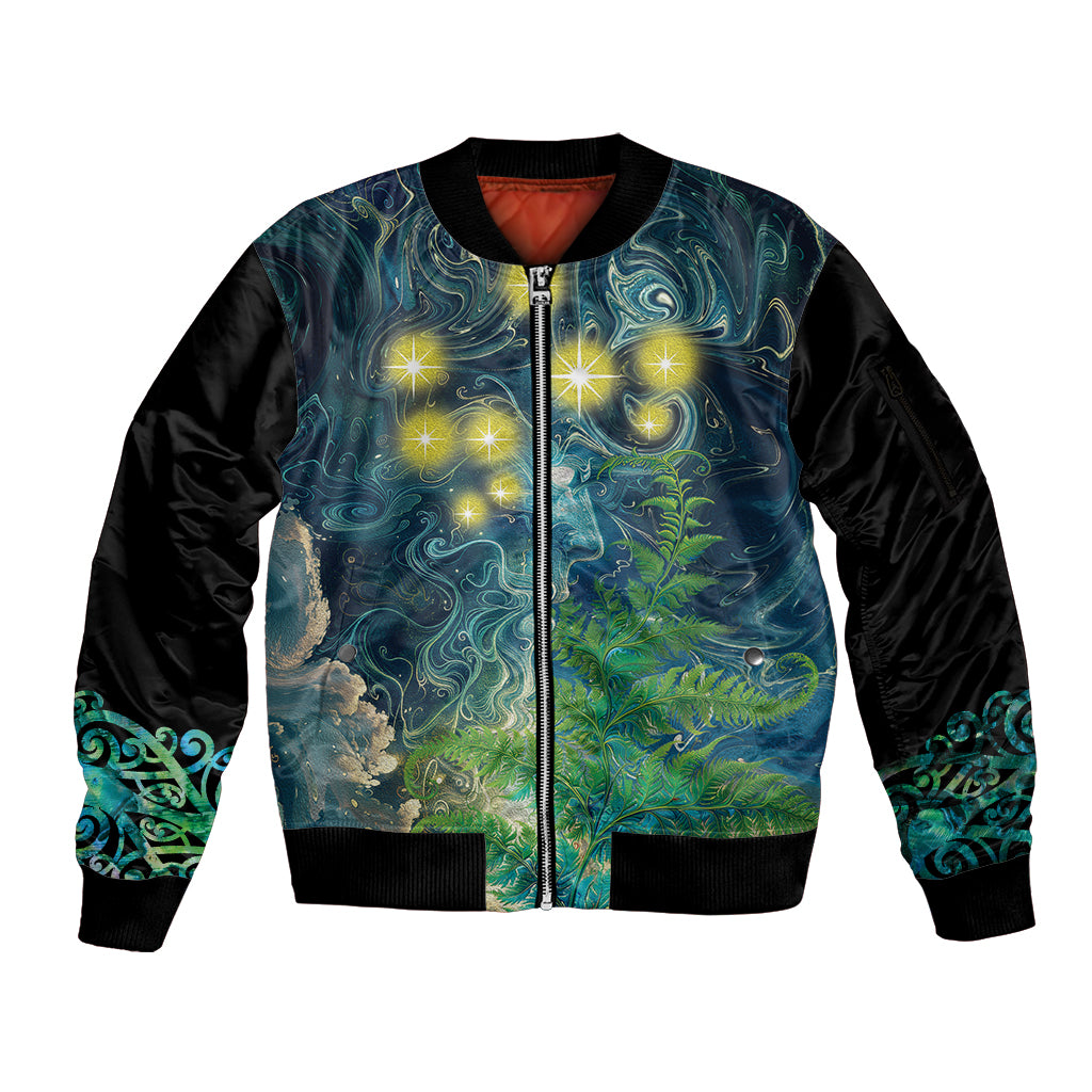 New Zealand Matariki Waipuna-a-rangi Sleeve Zip Bomber Jacket He Roimata o Rangi