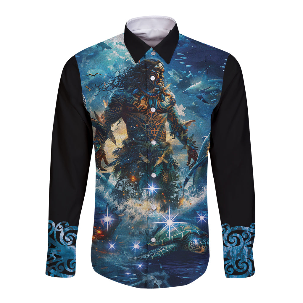 New Zealand Matariki Waita Long Sleeve Button Shirt The Way Of The Water